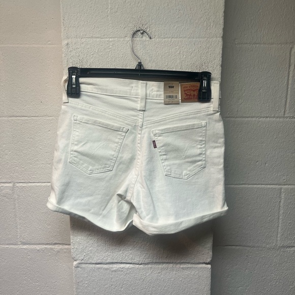 Levi's White Mid-Length Women's Denim Shorts - Classic Roll Hem - Picture 3 of 5